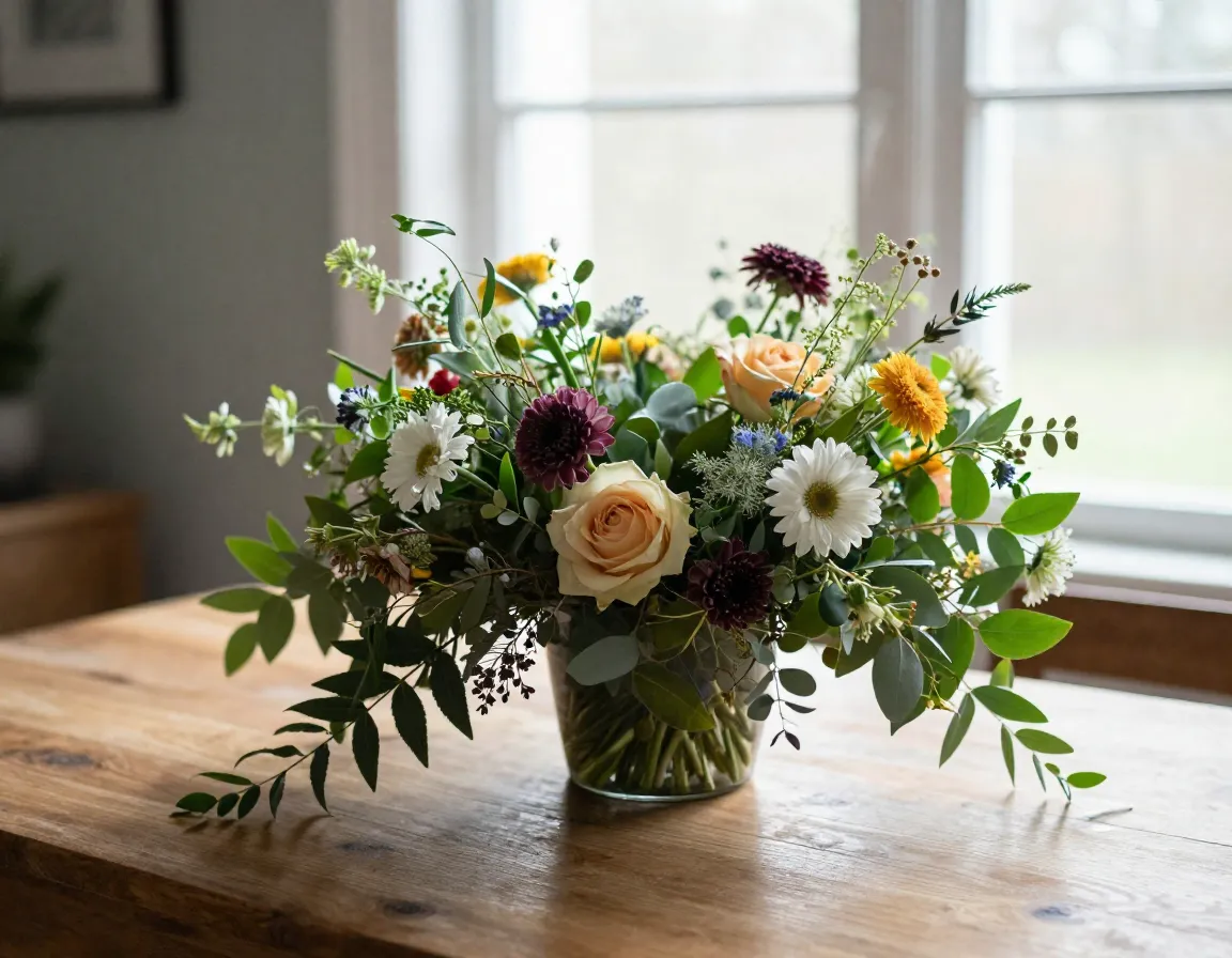 Seizoensgebonden bloemen arrangement